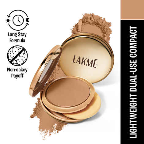 Buy Lakme 9to5 Unreal Dual Cover Pressed Powder, 2 In 1 Compact + Foundation, 38 Walnut,9g - Purplle