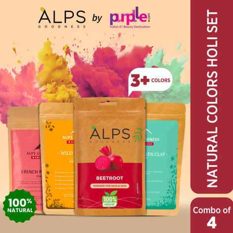 Buy Alps Goodness Natural Colors Holi Kit with Beetroot , Wild Turmeric, French Green Clay, French Pink Clay Powders (Pack of 4) | 50g X4 | Holi Colors | Natural Colors | No Stain | Pack of Colors - Purplle