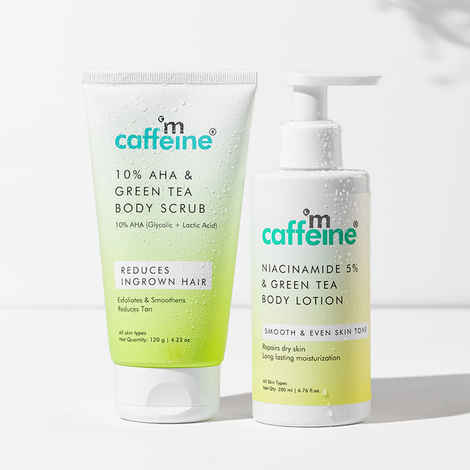 Buy mCaffeine Green tea body ( Body scrub + Body Lotion ) Combo of 2 - Purplle