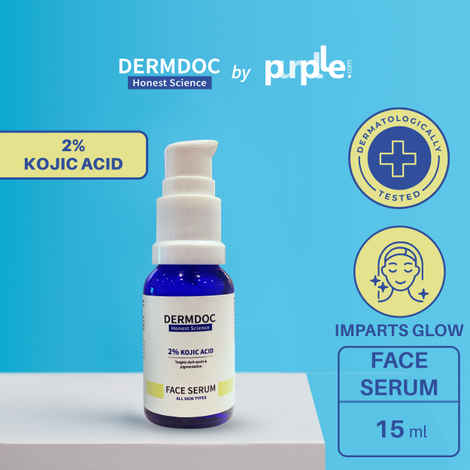 Buy DERMDOC by Purplle 2% Kojic Acid Face Serum (15 ml) | kojic acid serum for hyperpigmentation | kojic acid for dark spots | skin whitening | brightening serum | pigmentation on faceA - Purplle
