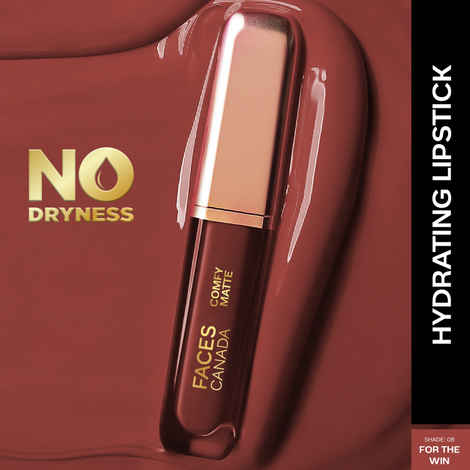 Buy FACES CANADA Comfy Matte Liquid Lipstick - For The Win, 3 ml | Comfortable 10HR Longstay | Intense Matte Color | Almond Oil & Vitamin E Infused | Super Smooth | No Dryness | No Alcohol - Purplle