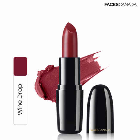 Buy Faces Canada Weightless Creme Lipstick |Jojoba and Almond Oil enriched | Highly pigmented | Smooth One Stroke Color | Wine Drop 4 gm - Purplle