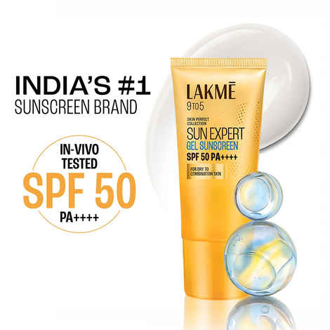 Buy Lakme Sun Expert Gel light Sunscreen, SPF 50 PA+++ | Broad spectrum UVA/B protection | Blue light protection | No White Cast | for all dry, oily, normal skin| Matte Finish 100gm - Purplle