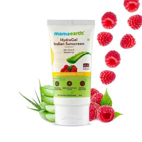 Buy Mamaearth Hydragel Indian Sunscreen Spf 50, With Aloe Vera & Raspberry, For Sun Protection (50 g) - Purplle