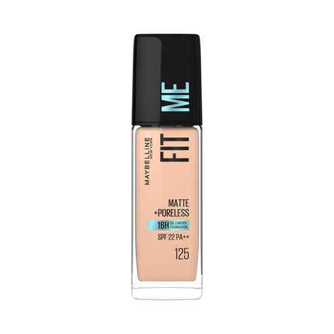 Buy Maybelline New York Fit Me Matte+Poreless Liquid Foundation 16H Oil Control  - 125 Nude Beige, 30 ml - Purplle
