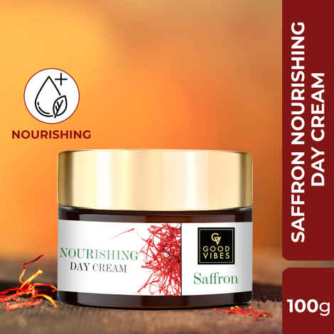 Buy Good Vibes Saffron Nourishing Day Cream | Hydrating, Glow | With Coffee | No Parabens, No Sulphates, No Mineral Oil, No Animal Testing (100 gm) - Purplle