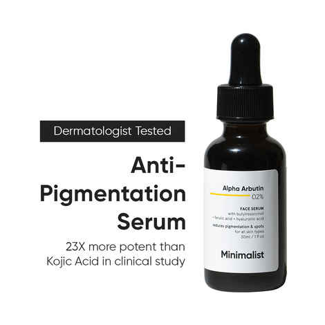 Buy Minimalist 2% Alpha Arbutin Face Serum for Pigmentation, Acne Marks & Dark Spots Removal With Hyaluronic Acid , 30 ml - Purplle