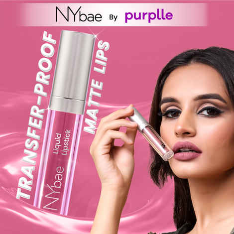 NY Bae Confessions Liquid Lipstick - Ice Cold Holiday 1 (4.5 ml) | Matte Lipstick | Pink Shade | Moisturizing | Long Lasting | Transfer Proof