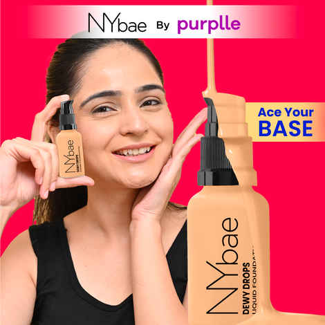 Buy NY Bae Dewy Drops Foundation - Latte 02 (30 ml) | Fair Skin | Warm Undertone | Full Coverage | Long Lasting | Non-Transfer - Purplle