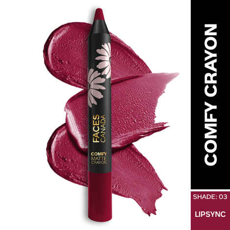 Buy FACES CANADA Comfy Matte Crayon I Creamy Matte I Chamomile & Shea Butter I Alcohol-free I Lipsync 03 2.8 gm - Purplle
