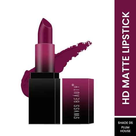 Buy Swiss Beauty HD Matte Lipstick Plum House 06 (3.5 gm) - Purplle