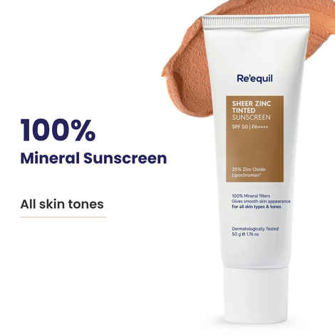 Buy Re'equil Sheer Zinc Tinted Mineral Sunscreen SPF 50 PA++++ 50 gm - Purplle