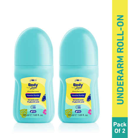 Buy Plum BodyLovin' Hawaiian Rumba Deodorant Roll-On Duo | Controls Odor & Fades Underarm Darkness | 48 Hr Freshness | Fresh Beachy Fragrance | Aluminium-Free | Pack of 2 - Purplle