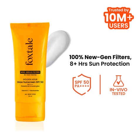 Buy Foxtale Glow Sunscreen with Vitamin C & Niacinamide SPF 50 PA++++, In-Vivo Tested, for Dewy Glow 50 ml - Purplle