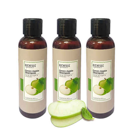 Buy Richfeel Green Apple Shampoo For Dry & Damaged Hair | Anti Dandruff | Promotes Healthy, Shiny and Glossy Hair | Nourishes Scalp | Makes Hair Soft & Smooth | All Skin Types | 100 ml (Pack of 3) - Purplle