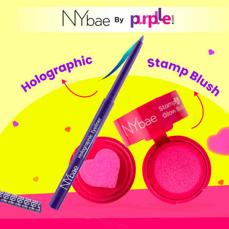 Buy NY Bae Holo Blush Duo | Aquamarine - Holographic Eyeliner | Earthy Eclair - Stamp & Glow Blush | Kajal | Eyeshadow |Lip & Cheek Tint | Korean Glass Skin | Eye Makeup | Makeup Kits - Purplle