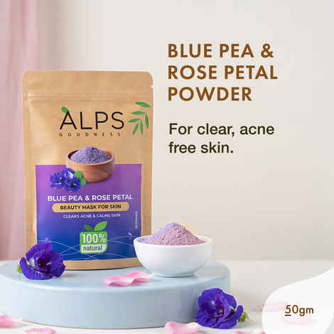 Buy Alps Goodness 100% Natural Blue Pea Powder (50 gm) with Rose Petal Powder | Butterfly Pea Powder | Aparajita | Shankhapushpam - Purplle