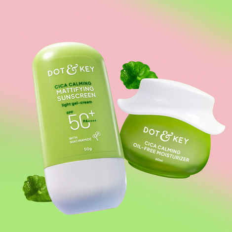 Buy Dot & Key CICA Acne Control & Sun Protect Skin Care Combo - Moisturizer & Sunscreen 110 gms - Purplle