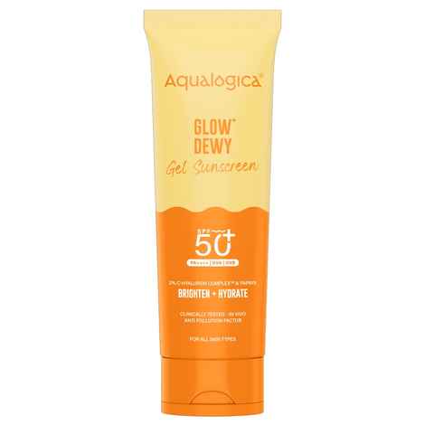 Aqualogica Glow+ Dewy Lightweight Sunscreen Gel SPF 50+ PA++++ with Papaya & Vitamin C 125 gm