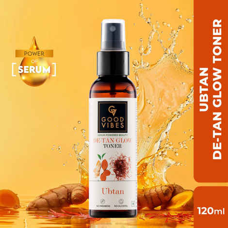 Buy Good Vibes De-Tan Glow Toner Ubtan with Power of Serum | No Parabens, No Animal Testing, Vegan, No Mineral Oil, No Sulphates (120 ml) - Purplle