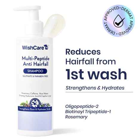 Buy WishCare Multi Peptide Anti Hairfall Shampoo|Dermat Approved|Reduces Hairfall & Breakage|For Thinning&Hair Loss|Hydrates and Soothes Scalp|Increases Shine & Volumanizes Hair|Sulphate&Paraben Free Shampoo|250 ml - Purplle
