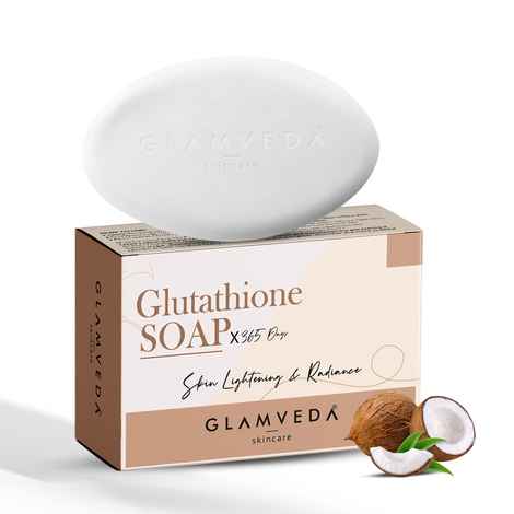 Buy Glamveda Glutathione Skin Lightening & Radiance Soap with Kojic Acid | Works for dark spots, acne scars & hyperpi gmentation | Nourishing Soap for radiant & Soft skin | 75 gm - Purplle