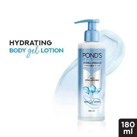 Ponds Hydra Miracle Hydrating Gel Body Lotion |For Hydrated Plump Skin | Hyaluron Moisturizer,180 ml