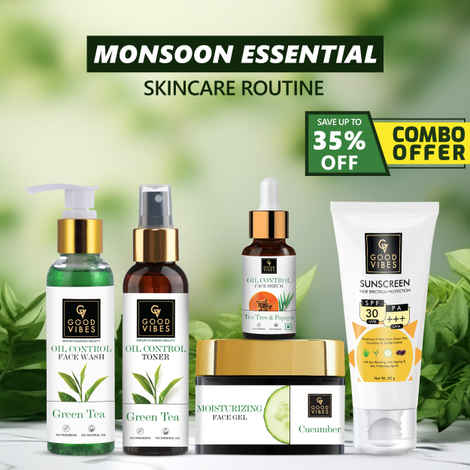 Buy Good Vibes Monsoon Essential Skincare Routine | Oil Control | Light Weight | Non- Sticky Combo Combo of 5 - Purplle