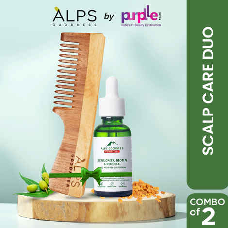 Buy Alps Goodness Scalp Care Duo (Pack of 2) with Anti-hairfall scalp serum (30 ml) & Neem wood comb | 100% Natural Wood | Visible Hair Growth | Scalp Health Care - Purplle