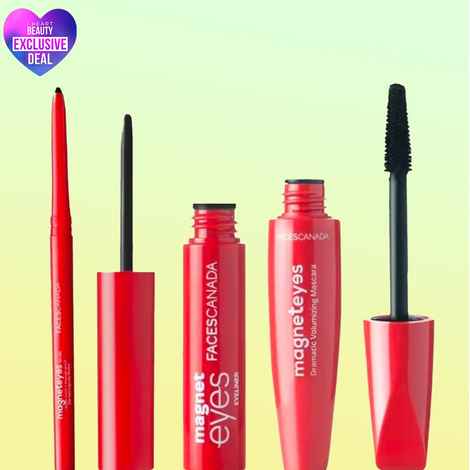 Buy FACES CANADA Magneteyes Range Trio Pack - Black, 13.35 g | Kajal + Eyeliner + Mascara | Lightweight | Long Lasting | Smooth Texture | Precise Application | Intense Color Payoff | Paraben Free - Purplle