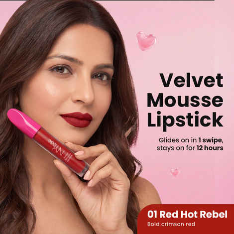Buy NY Bae Velvet Mousse Liquid Lipstick - Red Hot Rebel 01 (6.5 ml) | Velvet Matte Finish | Transferproof | Smudgeproof | Ultra Light | Smooth | Moisturising Red Lipstick - Purplle