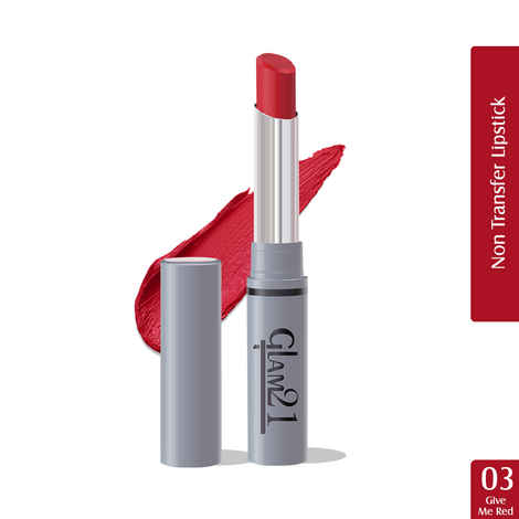 Buy Glam 21 Long Lasting Non-Transfer Lipstick|Creamy Matte Formula - 2 gm|Give Me Red-03 - Purplle