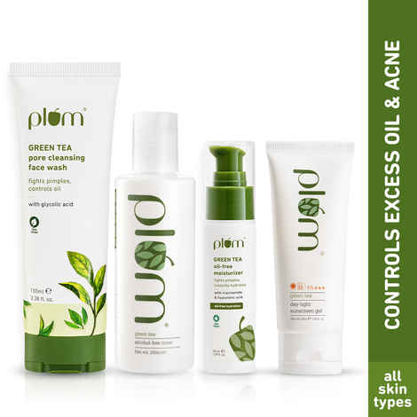 Buy Plum Green Tea CTMS Routine (Face Wash 100 ml + Toner 200 ml +  Moisturiser 50 ml + Sunscreen 50 ml) - Purplle