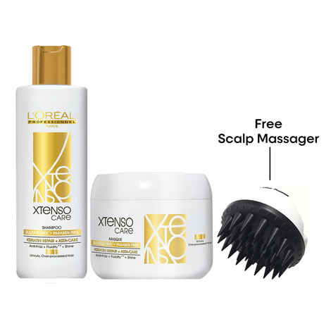 L'Oreal Professionnel Xtenso Suflate Free Shampoo and Mask Combo (300g + 250 gm) with Free Alan Truman Scalp Massager (worth Rs.599)