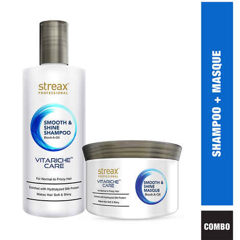 Buy Streax Professional Vitariche Care Smooth and Shine Shampoo + Masque Combo of 2 - Purplle