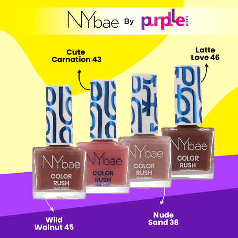 Buy NY Bae Color Rush Nail Paint Set - Natural Nudes 04 | Nail Paint Combo | Chip Resistant | Long Lasting | Quick Dry | Glossy Gel Nail Polish (5.6 ml *4) - Purplle