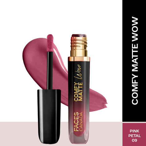 Buy FACES CANADA Comfy Matte Wow Liquid Lipstick Pink Petal 09, (3.8 ml) | One Swipe Application | Highly Pigmented | Comfortable Wear | Glides Smoothly | Long Lasting | Transferproof - Purplle