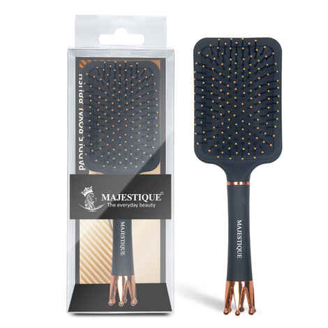 Buy Majestique Crown Series Paddle Brush with A Large Cushion Hair Brush HR152, Smoothing Detangling, Curly Hair, Thick and Straight - 1Pc/Black - Purplle
