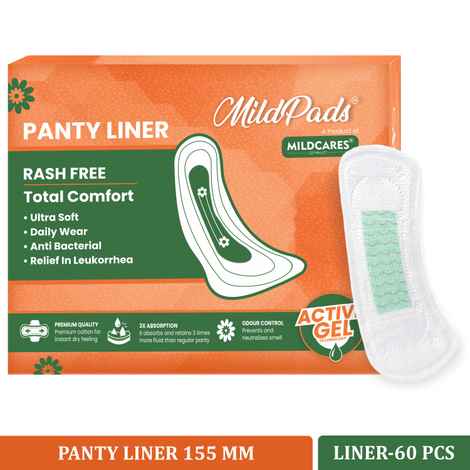 Buy MildCares Panty Liners For Women Daily Use With 155mm Wide (Pack of 60 Liners)| Curvy Design For Extra Comfort | Cottony-Soft Surface | Keeps You Dry & Fresh All Day Long - Purplle