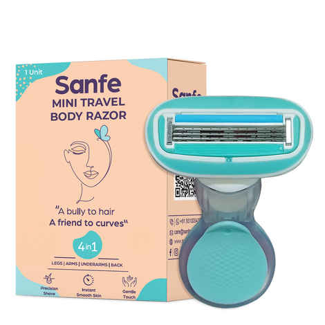 Buy Sanfe Mini Body Razor for Women's Hair Removal | 5-Blade Precision | Smooth & Hassle-Free Shaving Without Cuts | Vita E & Aloe Extract - 100 gm - Purplle