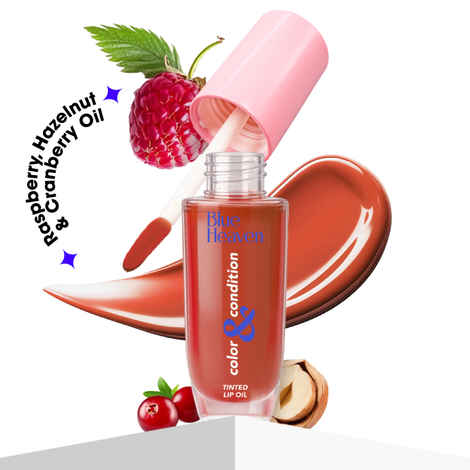 Blue Heaven Color & Condition tinted lip oil for women, lip gloss infused with Cranberry, Raspberry & Hazelnut oil, Hydrating & Softening - Jujube Berry, 4.2 ml