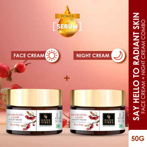 Buy Good Vibes Hydrating Rosehip Day + Night Cream Combo: Say Hello to Radiant Skin (50 gm) - Purplle
