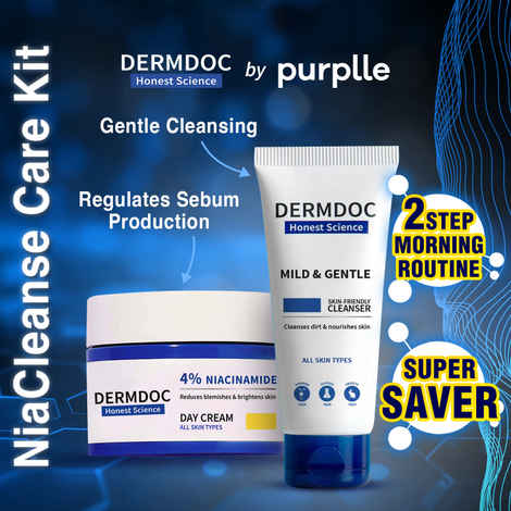 Buy DERMDOC NiaCleanse Gentle Care Kit| Mild & Gentle Cleanser | 4 % Niacinamide Day Cream | Oil Control | Brightening - Combo of 2 - Purplle