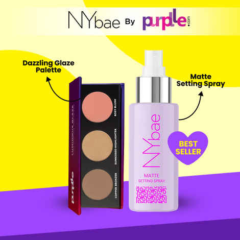 Buy NY Bae x Purplle Face Makeup PREP combo 2 | NY Bae Matte Setting Spray (60 ml) | Purplle Dazzling Glaze Ultra Complete Face Palette - (12gm) - Purplle