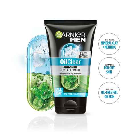 Buy Garnier Men Oil Clear Clay D-Tox Deep Cleansing Icy Face Wash (100 gm) - Purplle
