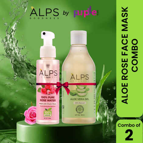 Buy Alps Goodness Aloe Rose Face Mask Combo with Aloe Vera Gel (300 ml) & 100% Natural Rose Water (100 ml) Combo of 2 - Purplle