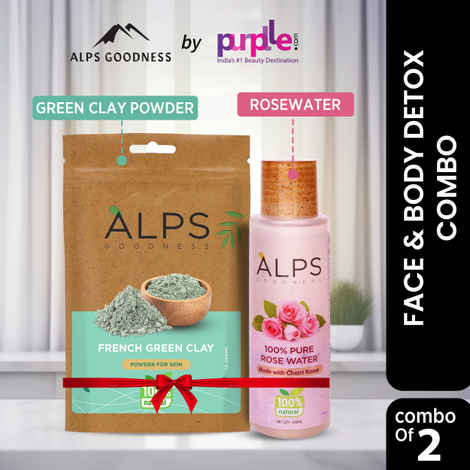 Buy Alps Goodness Face & Body Detox Combo with 100% Natural Rose Water (100 ml) & French Green Clay Powder (50 gm) Combo of 2 - Purplle