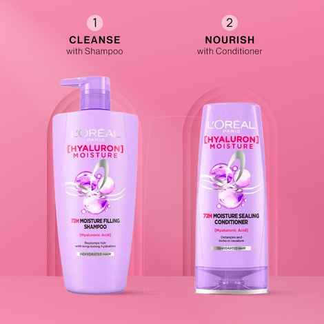 Buy L'Oreal Paris Hyaluron Moisture Hair Care Duo 3 (Hyaluron Moisture 72H Moisture Shampoo (1 L), Hyaluron Moisture 72H Moisture Conditioner (180 ml)) - Purplle