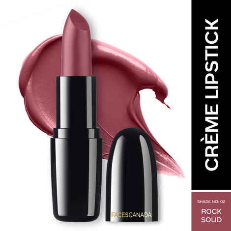 Buy FACES CANADA Weightless Creme Finish Lipstick - Rock Solid 02, 4 gm | Creamy Finish | Silky Smooth Texture | Long Lasting Rich Color | Hydrated Lips | Vitamin E, Jojoba Oil, Shea Butter, Almond Oil - Purplle