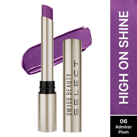 Buy Swiss Beauty Select High On Shine Creamy Lipstick | With Mirror-shine finish | Enriched with Vitamin E |6 Admirer Plum 1 gm - Purplle